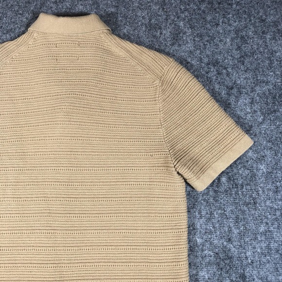 Abercrombie & Fitch Shirt Mens Small Tan Knit Button Front Camp Collar Retro - Picture 11 of 16